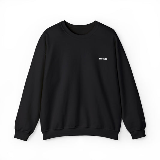 Minimal Black Crewneck Sweatshirt — Chest & Wrist Logo